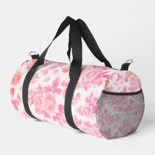 Elegant vintage blush pink botanical floral duffle bag