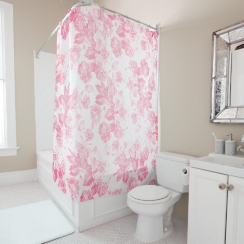 Elegant vintage blush pink botanical floral shower curtain