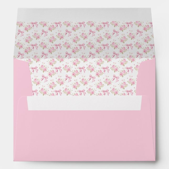 Elegant Vintage Blush Pink Bow Floral Baby Shower Envelope (Back (Bottom))