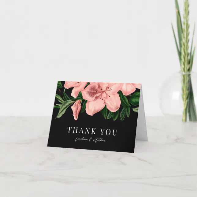 Elegant Vintage Blush Pink Floral Wedding Thank You Card | Zazzle