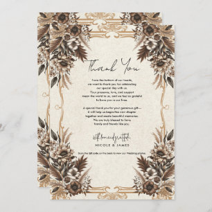 Elegant Vintage Bohemian Floral Wedding Thank You Invitation