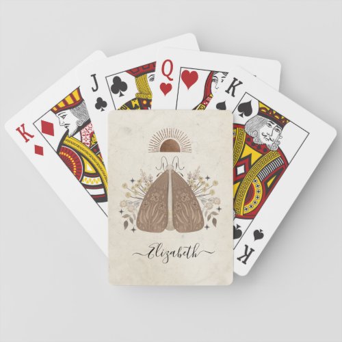 Elegant Vintage Bohemian Moth Butterfly Playing Cards