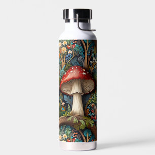 Elegant vintage bohemian mushroom forest  water bottle