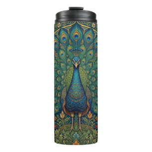 Elegant vintage bohemian peacock design thermal tumbler