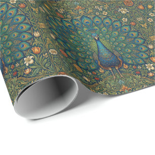 Elegant vintage bohemian peacock design wrapping paper