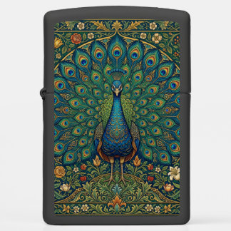 Elegant vintage bohemian peacock design zippo lighter