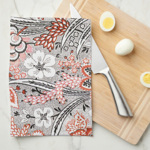 Elegant Vintage Boho Abstract Floral Artwork Kitchen Towel