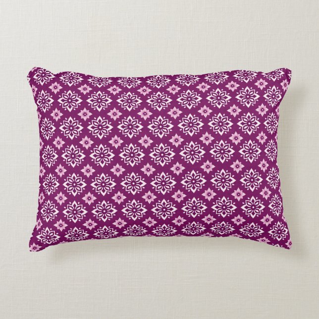 Elegant Vintage Boho Floral Pattern Accent Pillow (Front)