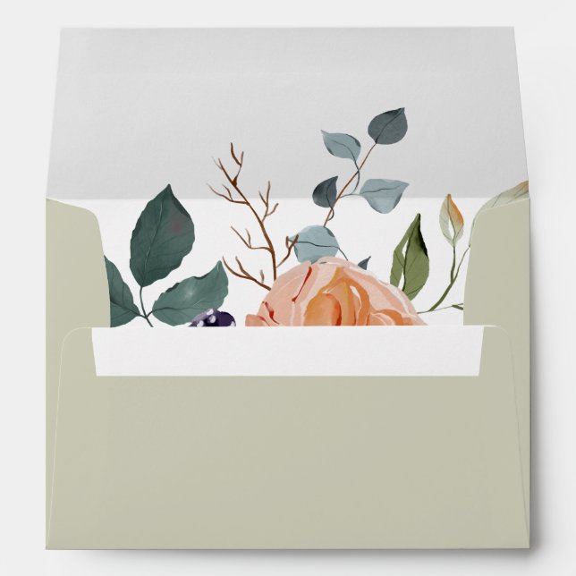 Elegant Vintage Boho Red Orange Grey Envelope (Back (Bottom))