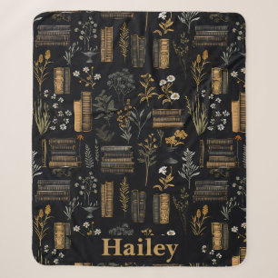 Elegant Vintage Book Design - Dark Academia Sherpa Blanket