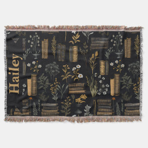 Elegant Vintage Book Design - Dark Academia Throw Blanket