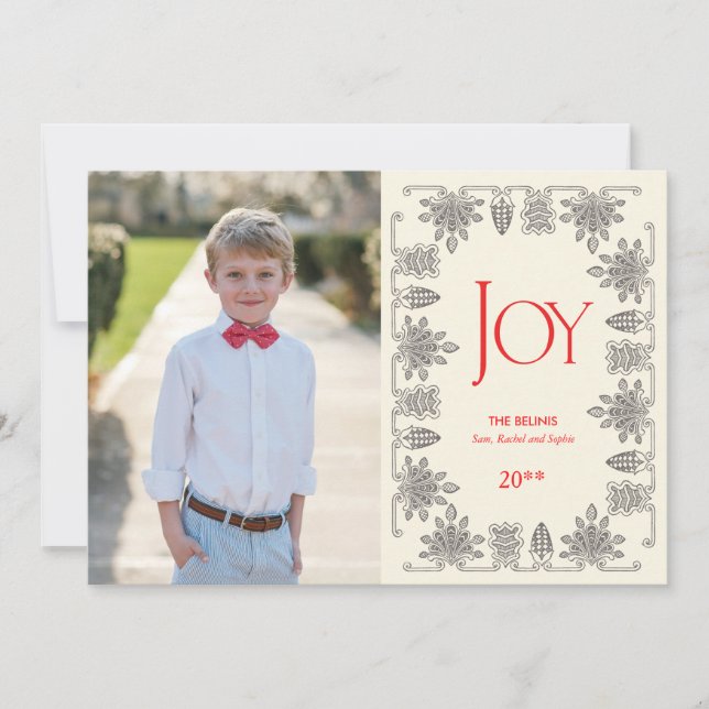 Elegant Vintage Border Holiday Vertical Photo (Front)