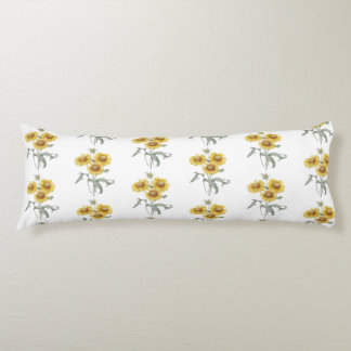 elegant vintage botanical art yellow sunflowers  body pillow