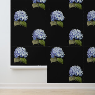 Elegant Vintage Botanical Blue Hydrangea Flower Wallpaper