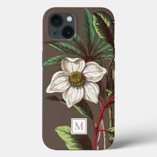 Elegant Vintage Botanical Christmas Rose Flower iPhone 13 Case