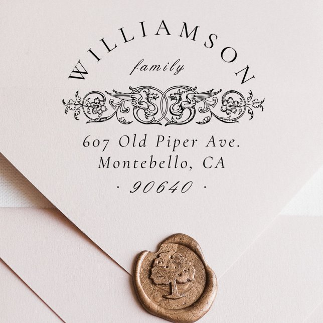Elegant Vintage Botanical Family Return Address Self-inking Stamp (Creator Uploaded)