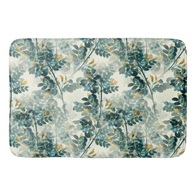Elegant Vintage Botanical Floral Illustration Bath Mat (Front)