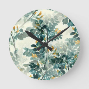 Elegant Vintage Botanical Floral Illustration Round Clock