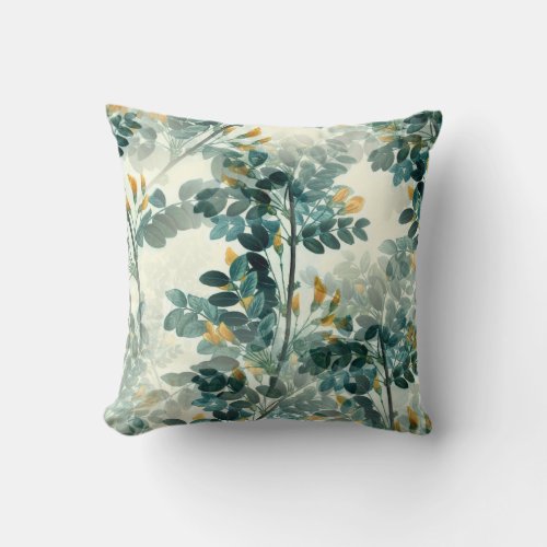 Elegant Vintage Botanical Floral Illustration Throw Pillow