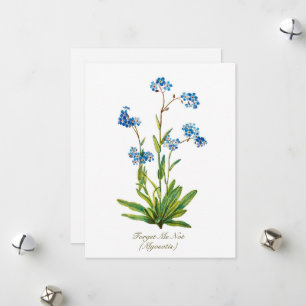 Elegant Vintage Botanical Forget Me Not Flower Holiday Card