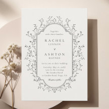 Elegant Vintage Botanical Frame Ivory Wedding