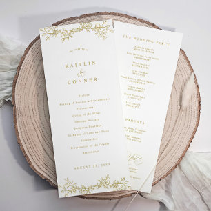 Elegant Vintage Botanical Gold Wedding Program