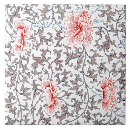 Elegant Vintage Botanical in Neutral Colors Ceramic Tile