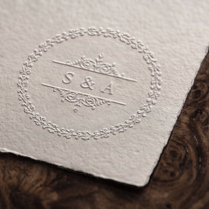 Elegant Vintage Botanical Monogram Wedding Embosser