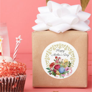 Elegant Vintage Botanical Mother's Day Classic Round Sticker