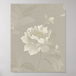Elegant Vintage Botanical Peony Illustration with  Poster