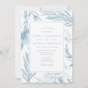 Elegant Vintage Botanical Wedding Invitation