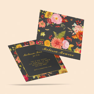 Elegant Vintage Botanical Wildflowers Colorful Square Business Card