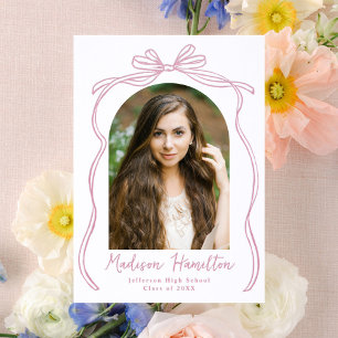 Elegant Vintage Bow Arch Graduation Letterpress Photo Cards