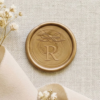 Elegant Vintage Bow & Ribbon Monogram Wedding Wax Seal Sticker