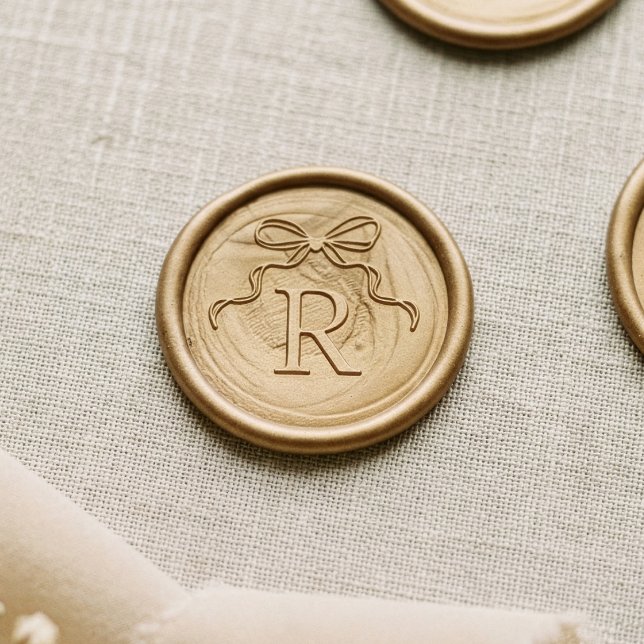 Elegant Vintage Bow & Ribbon Monogram Wedding Wax Seal Sticker (Elegant Vintage Bow & Ribbon Monogram Wedding Wax Seal Sticker)