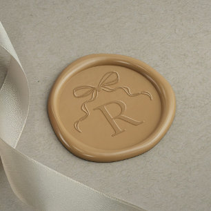 Elegant Vintage Bow & Ribbon Monogram Wedding Wax Seal Sticker