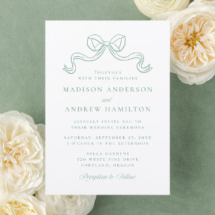 Elegant Vintage Bow Wedding Letterpress Invitation