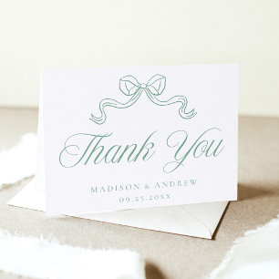 Elegant Vintage Bow Wedding Letterpress Thank You Card
