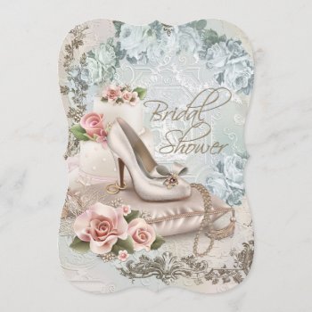 Elegant Vintage Bridal Shower Invitation by The_Vintage_Boutique at Zazzle