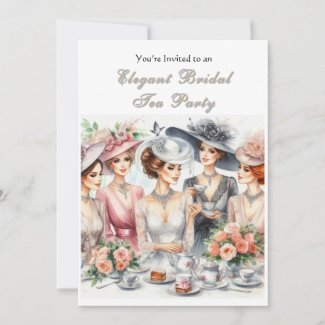 Elegant Vintage Bridal Tea Invitation