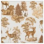 Elegant Vintage Brown Toile Deer Woodland Fabric