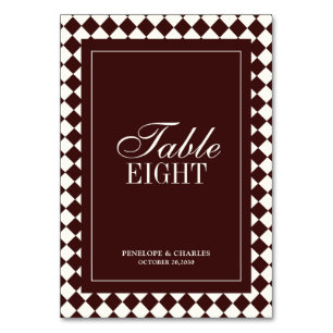 Elegant Vintage Burgundy Formal Wedding Table Number