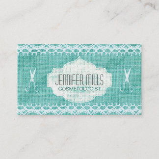 elegant vintage burlap lace hair stylist romantic appointment card