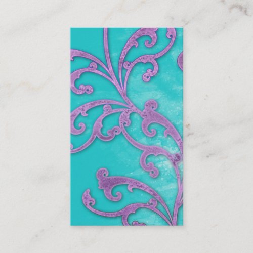 Elegant Vintage Business Card Verdigris Swirls Pur