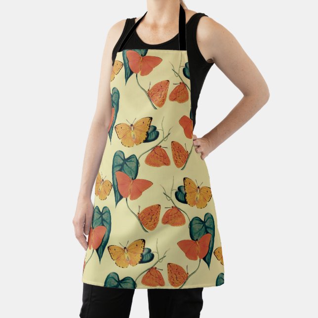 Elegant Vintage Butterflies and Leaves Pattern | Apron (Insitu)