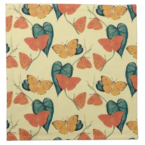 Elegant Vintage Butterflies and Leaves Pattern  Cloth Napkin