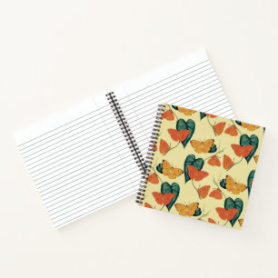 Elegant Vintage Butterflies and Leaves Pattern Notebook