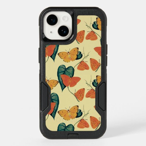 Elegant Vintage Butterflies and Leaves Pattern  OtterBox iPhone 14 Case