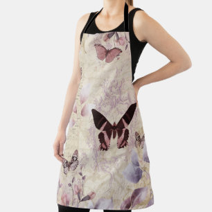 Elegant Vintage Butterfly Botanical Apron