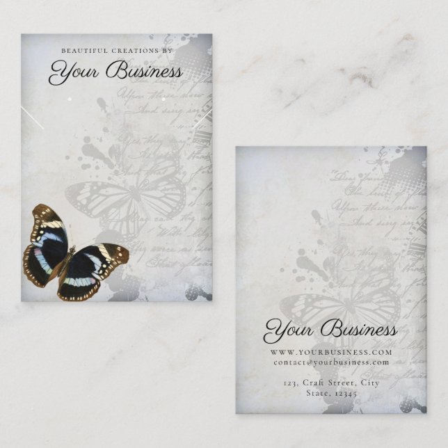 Elegant Vintage Butterfly Jewelry Earring Display Business Card (Front/Back)